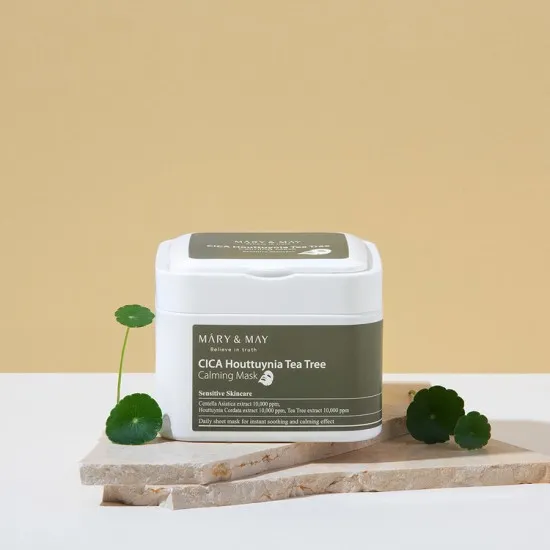 Mary & May CICA Houttuynia Tea Tree Calming Mask 30stk Mary & May CICA Houttuynia Tea Tree Calming Mask 30stk
